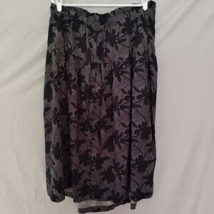 Universal Thread linen blend midi tiered skirt in black and gray Size XL